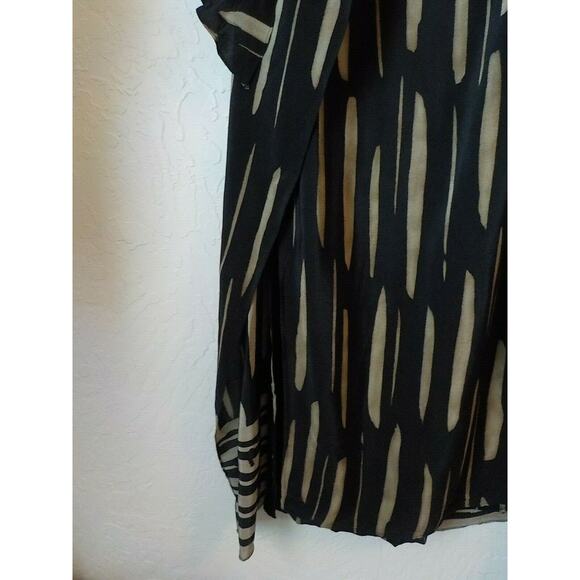Cache Black Beige Maxi Wrap Skirt Women 8 Tribal Pattern Pencil Split Hem Zip Up - Picture 5 of 12
